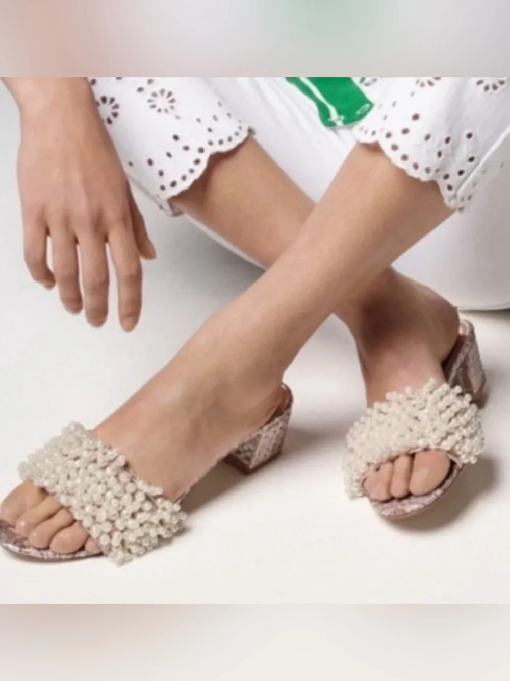 Tory Burch Tatiana‎ Pearly Quilted Block Heel Slides Size 7